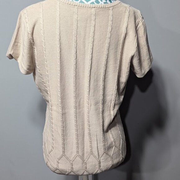 Evan-Picone Textured Beige Short Sleeve Sweater Top Size XL - Picture 2 of 6